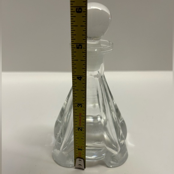 Art Deco Style 6” Tall Glass Perfume Bottle, Heavy Solid Glass, Ball Stopper - Picture 4 of 8